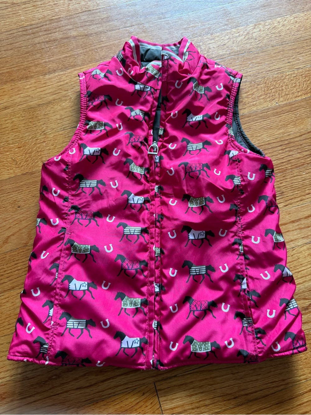 ARIAT Girls Pink Horse Quilted Puffer Vest Size XS / 7 - Beautiful Condition